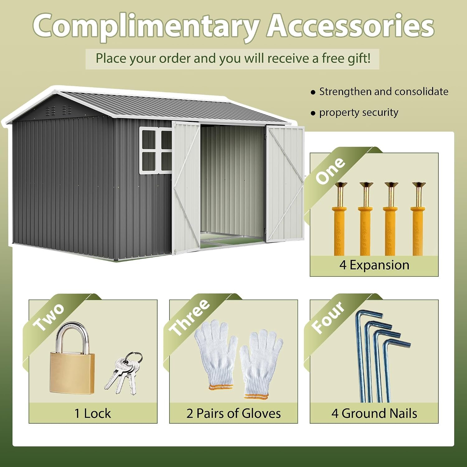 Ball & Cast 8 × 10 ft Galvanised Metal Garden Shed with Sliding Door – Grey - Image 4